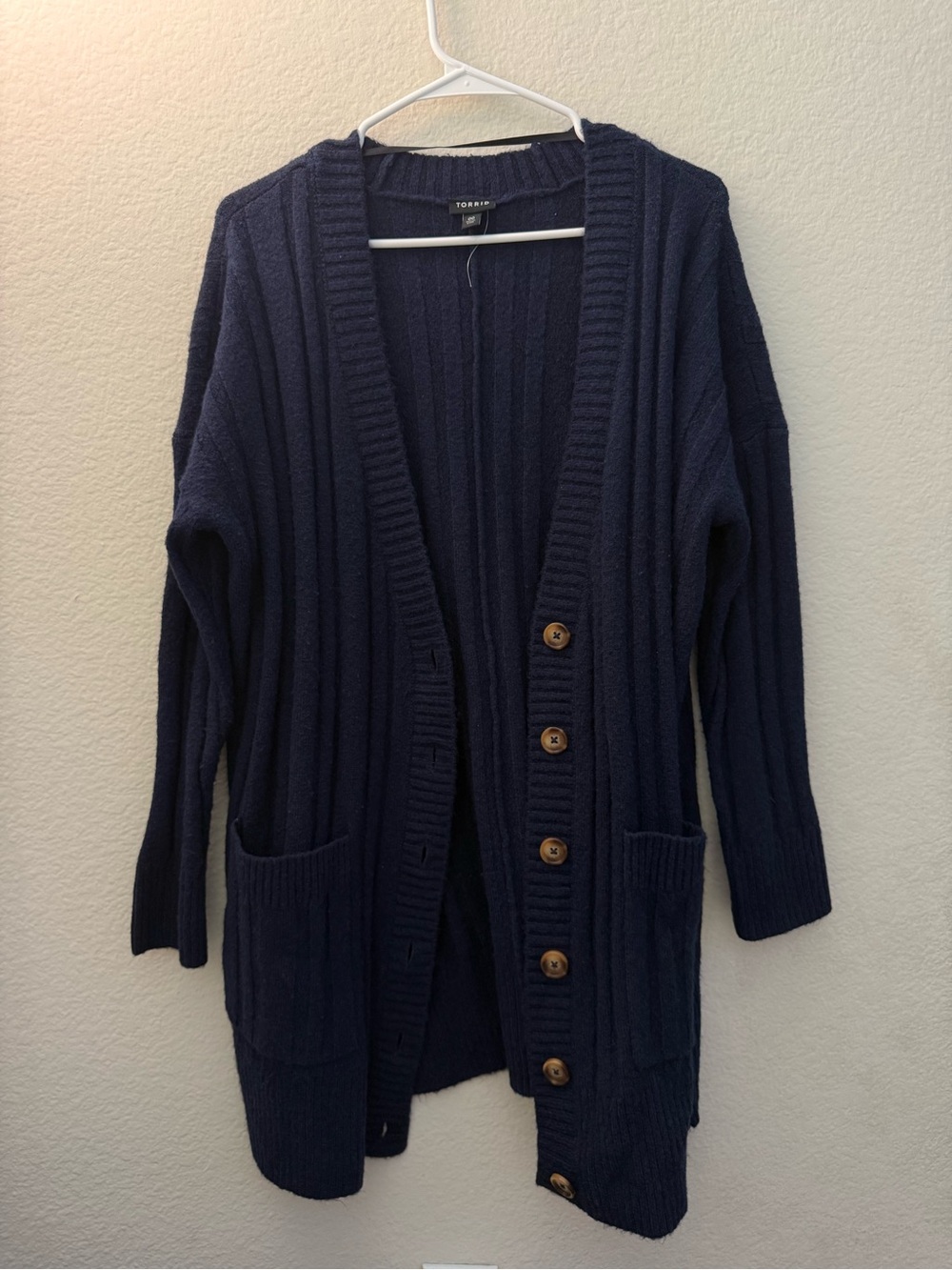 Torrid Navy Ribbed Button-Front Cardigan Sweater Size 00